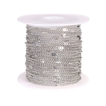 Brass Coated Iron Cable Chains, Soldered, with Spool, Platinum, 2x1.4x0.9mm