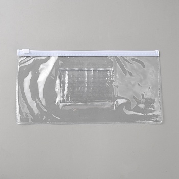 A6 Transparent PVC Plastic Zip Top Zipper Seal File Bags, Rectangle, White, 23x12x0.01cm