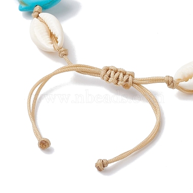 Natural Shell & Synthetic Turquoise Braided Bead Anklets(AJEW-AN00562-01)-4