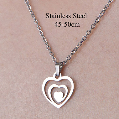 201 Stainless Steel Heart Pendant Necklace(NJEW-OY001-02)-3