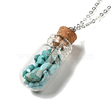 3Pcs 3 Styles Glass Wishing Bottle Pendant Necklaces(NJEW-FS0001-02)-4