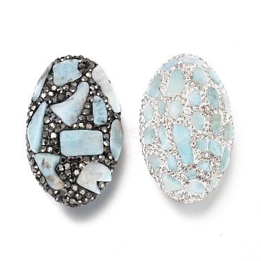 Blue Oval Larimar Beads