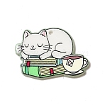 Printed Acrylic Pendants, Cat Charm, Book Pattern, 23x33x2.5mm, Hole: 1.8mm(SACR-F005-01C)