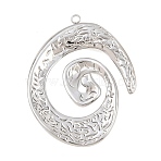 304 Stainless Steel Pendants, Hammered Spiral Charms, Stainless Steel Color, 40x31x3mm, Hole: 1.8mm(SA-CBA6E67-05P)