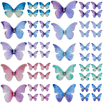 100Pcs 10 Colors Gradient Color 2-Layer Fibre Tulle Ornament Accessories, 3D Craft Organza Butterfly, with Crystal Rhinestone, Mixed Color, 45x37x3mm(FIND-SC0005-81)