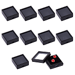 Acrylic Square Loose Diamond Box with Visible Window, Black, 4.15x4.15x1.6cm(CON-WH0088-76B-02)