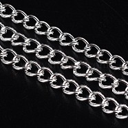 Iron Side Twisted Chains, Unwelded, with Spool, Oval, Lead Free, Silver, 6x4x1mm(CH-S087-S-LF)