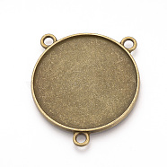 Tibetan Style Alloy Cabochon Connector Settings, Cadmium Free & Nickel Free & Lead Free, Flat Round, Antique Bronze, Tray: 35mm, 42x37x2mm, Hole: 3mm, about 160pcs/1000g(TIBE-T005-01AB-FF)