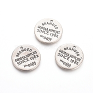 Rack Plating Tibetan Style Alloy Pendants, Quote Pendants, Flat Round with Word, Antique Silver, 17.5x1.5mm, Hole: 1.2mm(X-TIBEP-L005-07AS)