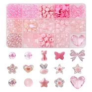 238Pcs 15 Style Transparent & Opaque Acrylic Beads, with Crackle Style and Frosted, Mixed Shapes, Mixed Color, 6~25x7~29.5x4~16mm, hole: 1.6~3mm(DIY-YW0005-41)