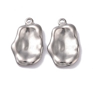 304 Stainless Steel Pendants, Nuggets, Stainless Steel Color, 26x16x3mm, Hole: 2mm(STAS-E032-01P)