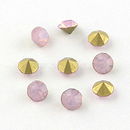 Glass Pointed Back Rhinestone, Back Plated, Diamond, Flamingo, 3.0~3.2mm, about 144pcs/gross(RGLA-PP24-35B)
