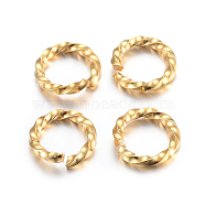 304 Stainless Steel Jump Rings, Open Jump Rings, Twisted, Real 24K Gold Plated, 8x1.2mm, Inner Diameter: 5.5~6mm(X-STAS-F191-12G-B)