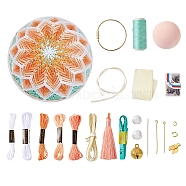 Elecrelive DIY Hand JuQiu & Bowknot Punch Needle Making Kits, Including Foam Balls, Needles, Cotton Thread, Bells, Tassels and Iron Rings, Coral, 45mm(DIY-EL0001-06A)
