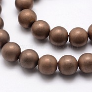 Electroplate Non-magnetic Synthetic Hematite Beads Strands, Matte Style, Round, Copper Plated, 10mm, Hole: 2mm, about 40pcs/strand, 15.7 inch(G-R363-10mm-05)