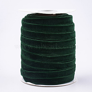 Single Face Velvet Ribbon, Dark Green, 3/8 inch(9.5~10mm), about 50yards/roll(45.72m/roll)(SRIB-T004-01-02)