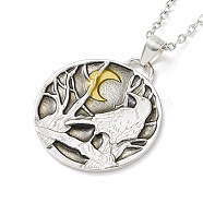 Retro Alloy Crow & Moon Pendant Necklace for Women, Antique Silver & Antique Golden, 18.43 inch(46.8cm)(NJEW-B085-02)