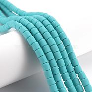 Polymer Clay Bead Strands, Column, Turquoise, 5~7x6mm, Hole: 1.5~2mm, about 61~69pcs/strand, 15.74 inch(CLAY-T001-C04)