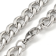 Non-Tarnish 201 Stainless Steel Cuban Link Chain Necklaces for Women and Men, Stainless Steel Color, 19.72 inch(50.1cm)(NJEW-F322-03P-02)