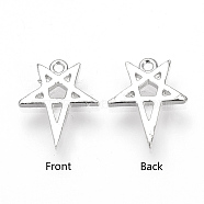 Brass Charms, Star, Nickel Free, Real Platinum Plated, 12x10x1mm, Hole: 1mm(KK-S333-07P)