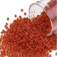 TOHO Round Seed Beads, Japanese Seed Beads, (388FM) Dark Red Lined Topaz Matte, 11/0, 2.2mm, Hole: 0.8mm, about 3000pcs/10g(X-SEED-TR11-0388FM)