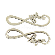 Tibetan Style Alloy Infinity with Hope Links, Lead Free & Nickel Free, Antique Silver, 15x39x2mm(TIBE-S230-AS-FF)
