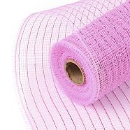 Deco Mesh Ribbons, Tulle Fabric, with Metallic Silk, for Christmas Party Decoration, Skirts Decoration Making, Pink, 10-1/4 inch(260mm), 10 yards/roll(91.44m/roll)(OCOR-B001-01J)