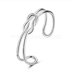 Fashion Brass Cuff Bangles for Women, Silver Color Plated, 65mm(BJEW-BB01512)