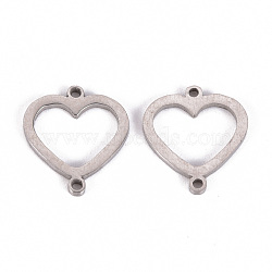 201 Stainless Steel Links Connectors, Laser Cut, Heart, Stainless Steel Color, 15x13.5x1mm, Hole: 1.2mm(STAS-Q238-031)