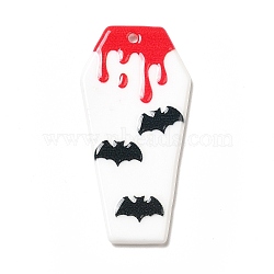 Acrylic Pendants, Tombstone Charms, Bat Pattern, 45x22x2.5mm, Hole: 1.8mm(SACR-B004-07A)