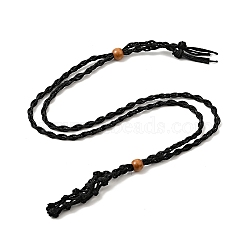 Braided Wax Rope Cord Macrame Pouch Necklace Making, Adjustable Wood Beads Interchangeable Stone Necklace, Black, 35.43 inch(90cm), 4mm(NJEW-J007-08)