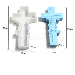 DIY Food Grade Silicone Candle Molds, For Candle Making, Cross, White, 14.6x8.2x2.8cm(PW-WG09563-02)