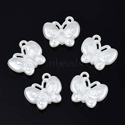 Acrylic Imitation Pearl Pendants, Butterfly, Creamy White, 18x19.5x5mm, Hole: 1.6mm, about 600pcs/500g(OACR-N134-007)