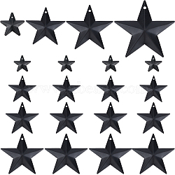 32Pcs 4 Style Iron Pendants, Star Charm, Black, 23.5~60x25~61.5x3~5.5mm, Hole: 1mm, 8pcs/style(IFIN-GF0001-46B)