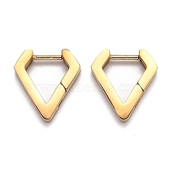 304 Stainless Steel Huggie Hoop Earrings, Diamond Shape, Golden, 14.5x13x3mm, Pin: 1mm(STAS-J033-17A-G)