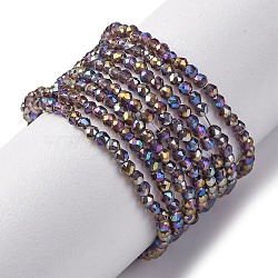 Transparent Electroplate Glass Beads Strands, Round Beads Strands Faceted, Colorful, 2mm, Hole: 0.6mm, about 194~195pcs/strand, 14.17~14.49''(36~36.8cm)(EGLA-H107-01A-AB06)