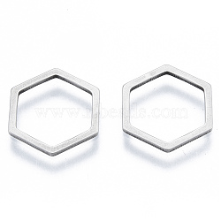 Non-Tarnish 201 Stainless Steel Linking Rings, Hexagon, Stainless Steel Color, 12x14x1mm, Inner Diameter: 10x11.5mm(STAS-N090-T03-1)