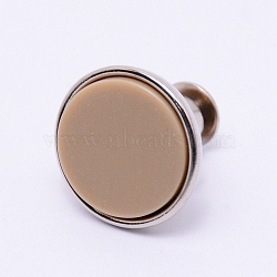 Alloy Button Pins for Jeans, with Resin, Garment Accessories, Flat Round, Tan, 16x15mm, Pin: 1.2mm, Hole: 1.2mm(PJ-TAC0003-01P-09)