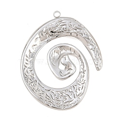 304 Stainless Steel Pendants, Hammered Spiral Charms, Stainless Steel Color, 40x31x3mm, Hole: 1.8mm(SA-CBA6E67-05P)