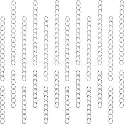 100Pcs 2 Style 304 Stainless Steel Curb Chain Extender, End Chains, Stainless Steel Color, 25~53x3~4mm, 50Pcs/style(STAS-UN0038-14P)