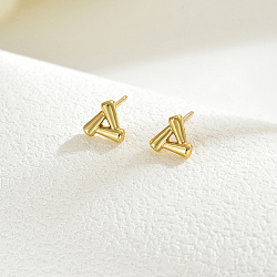 Real 18K Gold Plated Elegant Vintage Casual Fashion Stainless Steel Triangle Stud Earrings for Women(ZR3669-6)