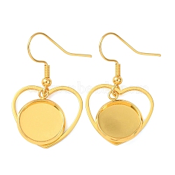 304 Stainless Steel Earring Cabochon Settings, Golden, Heart, 35.5x20mm, Tray Size: 12mm(STAS-D267-01G-G)