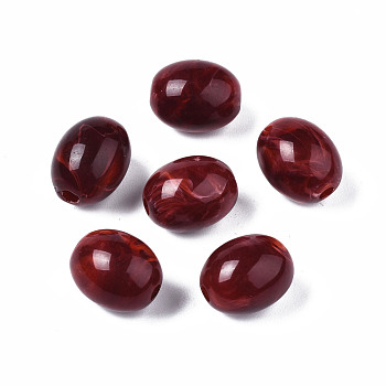 Acrylic Beads, Imitation Gemstone Style, Barrel, Dark Red, 13x10mm, Hole: 2mm, about 550pcs/500g