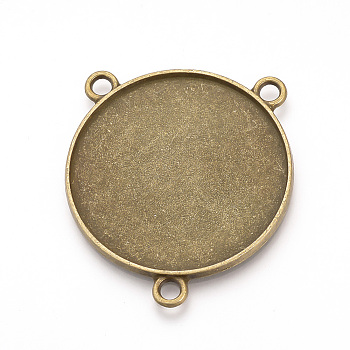 Tibetan Style Alloy Cabochon Connector Settings, Cadmium Free & Nickel Free & Lead Free, Flat Round, Antique Bronze, Tray: 35mm, 42x37x2mm, Hole: 3mm, about 160pcs/1000g