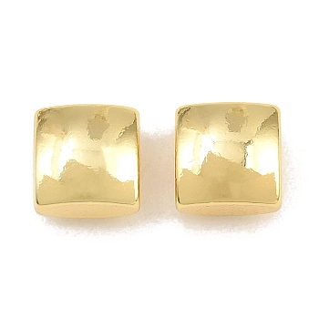 Brass Beads, Square, Rack Plating, Long-Lasting Plated, Lead Free & Cadmium Free, Real 18K Gold Plated, 8x8x6mm, Hole: 2mm