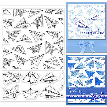 PVC Plastic Stamps, for DIY Scrapbooking, Photo Album Decorative, Cards Making, Stamp Sheets, Plane Pattern, 160x110x3mm