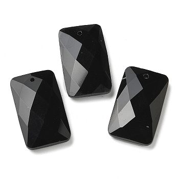 Natural Black Onyx(Dyed & Heated) Pendants, Rectangle, Faceted, 30~30.5x18~18.5x6~6.5mm, Hole: 1.5mm