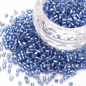 Glass Bugle Beads, Silver Lined, Cornflower Blue, 1.8~2.2x1.8~2mm, Hole: 0.8~0.9mm, about 15000pcs/pound