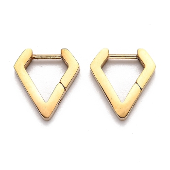 304 Stainless Steel Huggie Hoop Earrings, Diamond Shape, Golden, 14.5x13x3mm, Pin: 1mm
