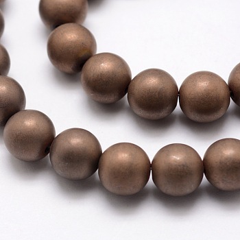 Electroplate Non-magnetic Synthetic Hematite Beads Strands, Matte Style, Round, Copper Plated, 10mm, Hole: 2mm, about 40pcs/strand, 15.7 inch